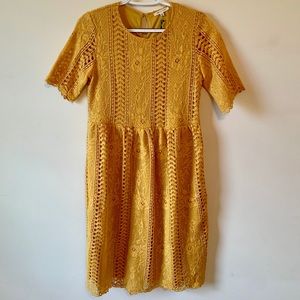 Tea N Rose Yellow Lace Dress